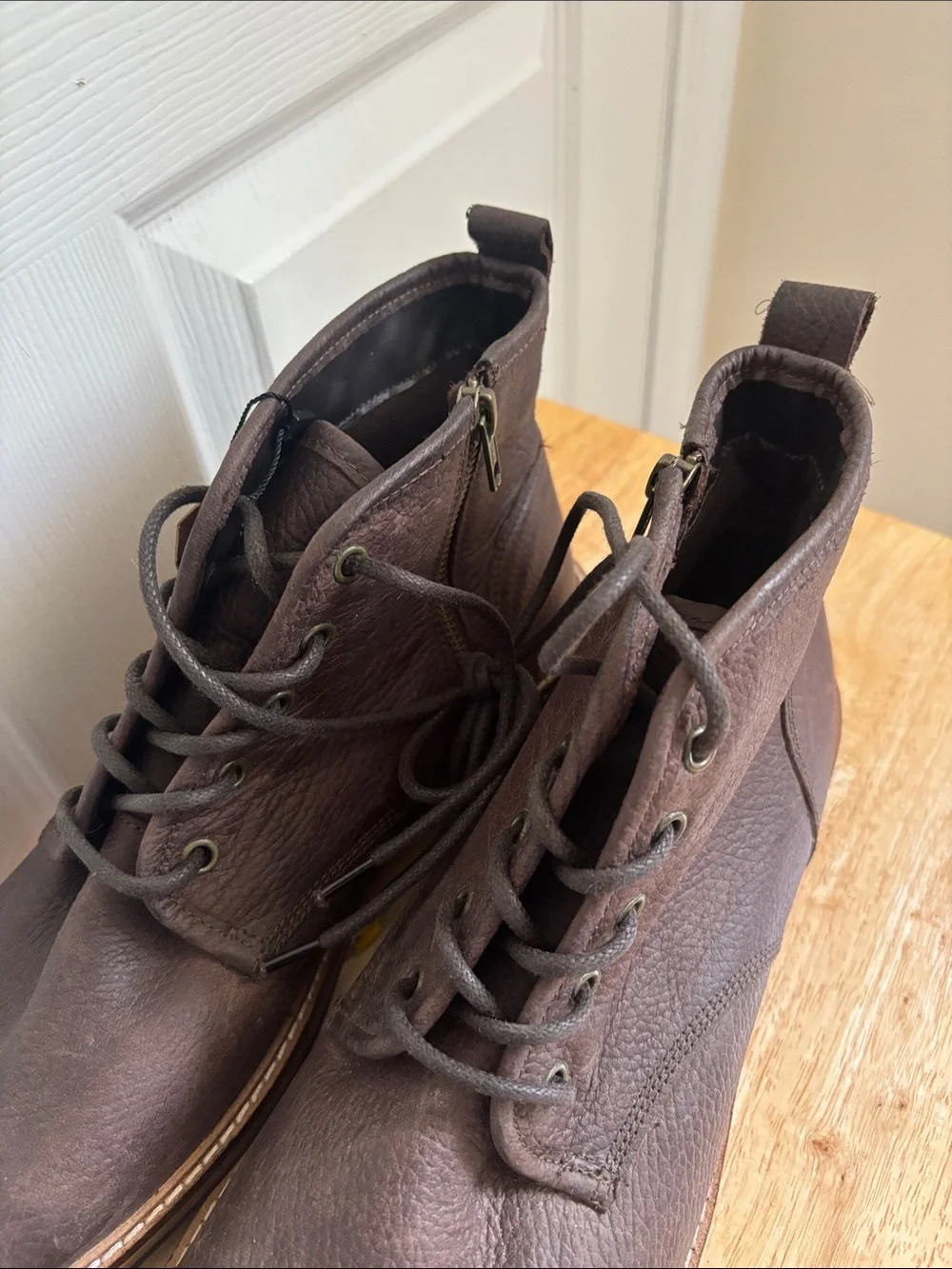 NEW Crevo Mens Dark Brown Leather Lace-Up Chukka Ankle Boots Size 13 memory foam